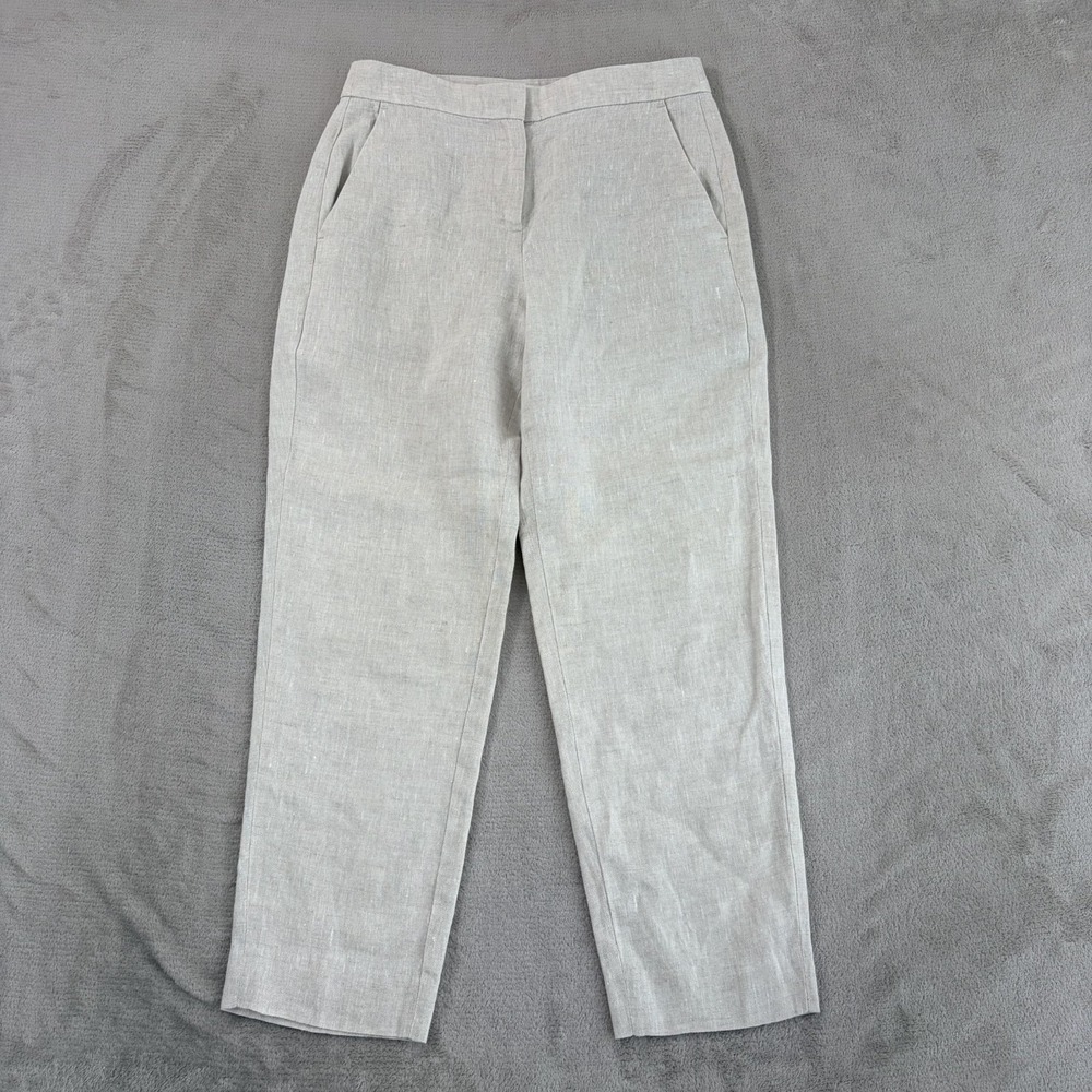 Banana Republic High Rise Slim Ankle 100% Linen Trousers 2 Minimalist NWOT $110